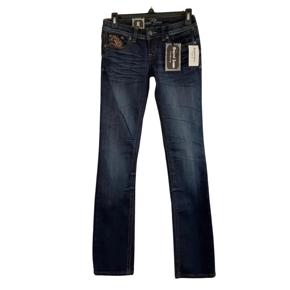 Request Y2K Grunge Western Dark Bronze Design Back‎ & Front Pockets Jean Sz26